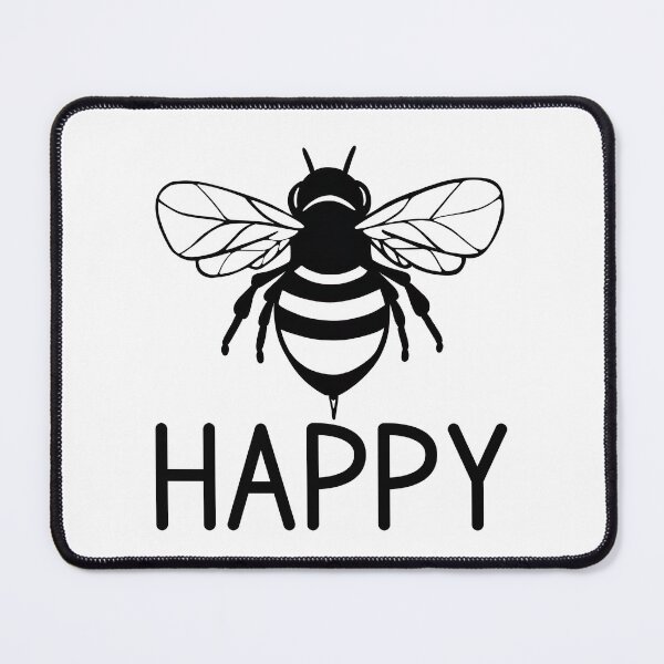 Item preview, Bee happy, black and white bee ,  positive inspirational be happy designed and sold by Inktown.