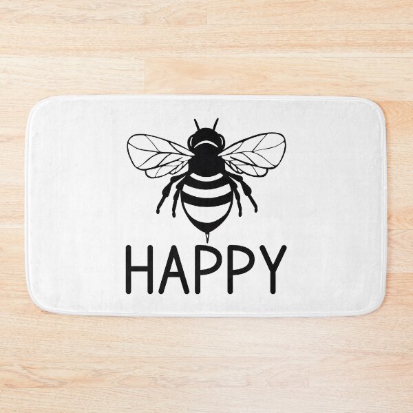 Item preview, Bee happy, black and white bee ,  positive inspirational be happy designed and sold by Inktown.