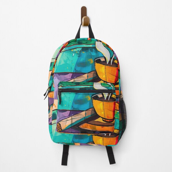 Item preview, Coffee and Cigar - Vibrant Multi-Colored Background with Abstract Shapes - AI Generated Art designed and sold by OlfactoART Studio.