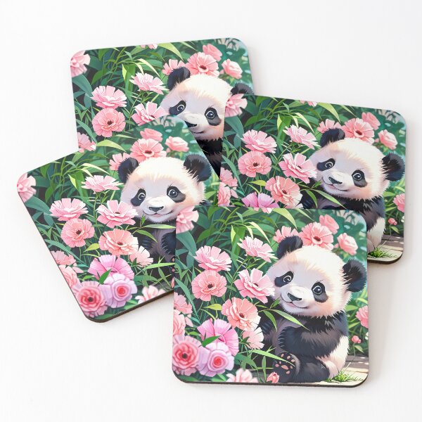 Item preview, Cute Baby Panda And Pink Flowers /AI Art/ #63 designed and sold by AI-Floral-Art.
