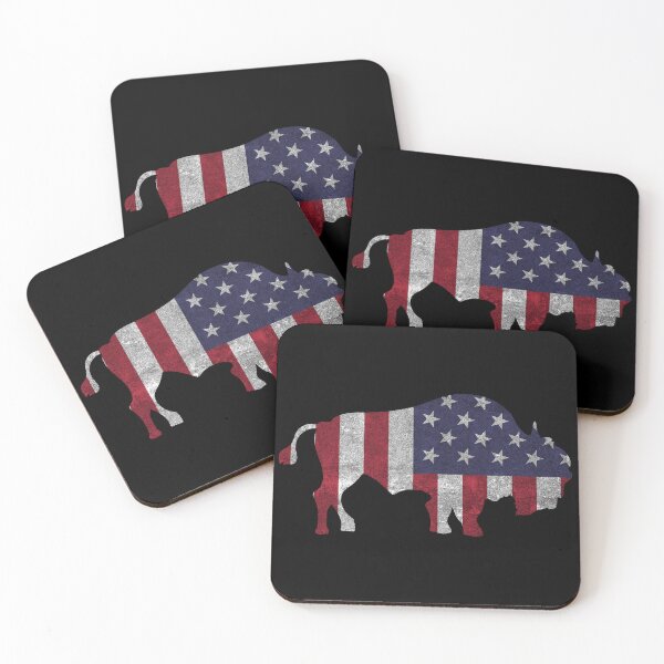 Item preview, Great American Flag Draped Silhouette Bison - Independence Day 1776 Grunge Edition designed and sold by justypun.