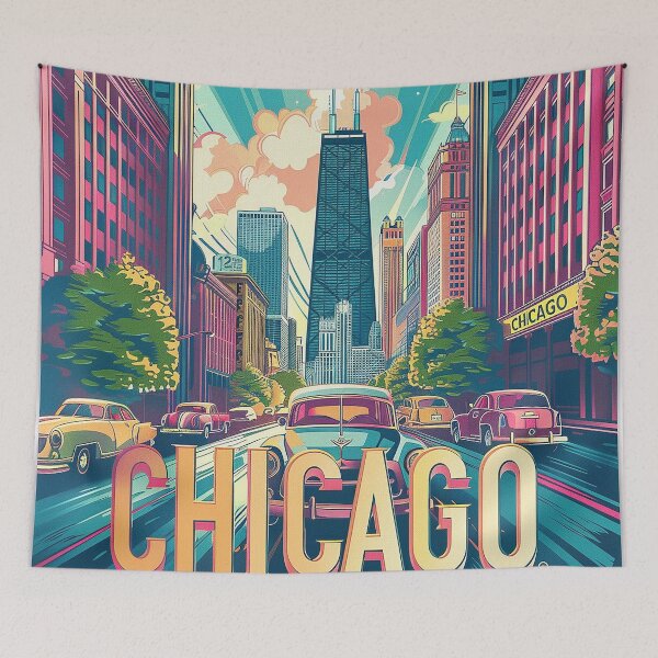 Item preview, Chicago Poster Retro Chicago Art designed and sold by nomiraclehere.