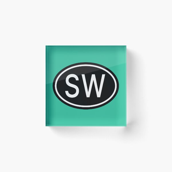 Item preview, SW Initials Monogram Oval White Letters designed and sold by Jeallan Designs.