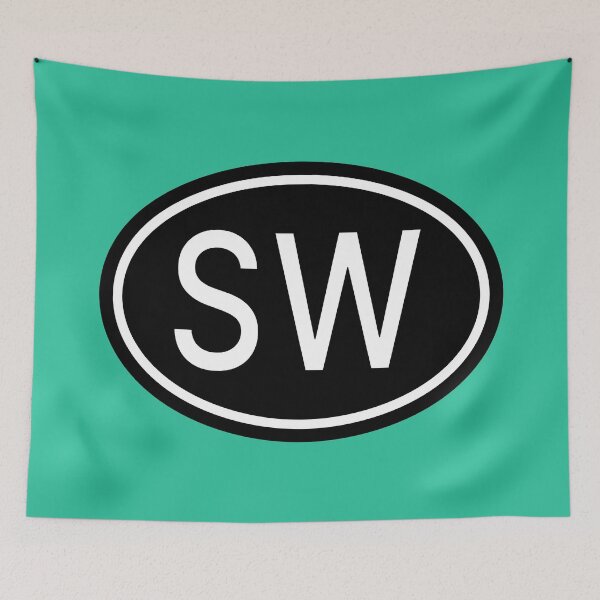Item preview, SW Initials Monogram Oval White Letters designed and sold by Jeallan Designs.