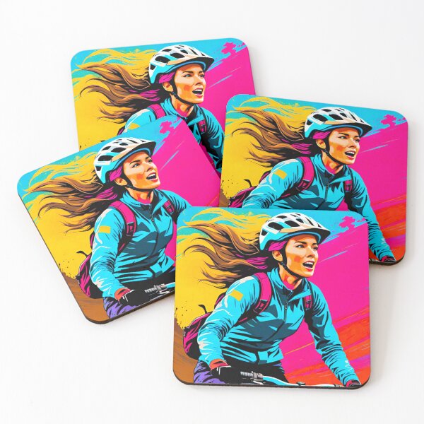 Item preview, Blonde Female MTB Rider with Wind-Blown Hair designed and sold by GrizzlyCollective.