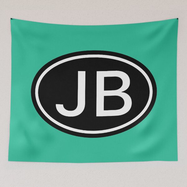 Artikelvorschau, JB Initialen Monogramm ovale weiße Buchstaben entworfen und verkauft von Jeallan Designs.
