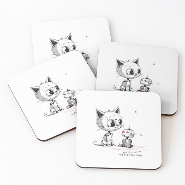 Item preview, Robot Cat And Robot Friend Robotic Art designed and sold by BetiOnDemand.