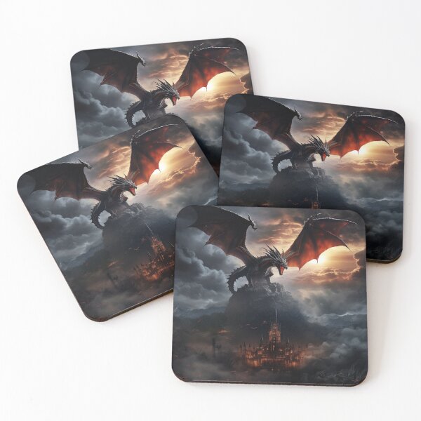 Item preview, Dark Fantasy: Fierce Red Dragon, Dramatic, Cinematic Scene designed and sold by Fantasy Masterpiece.