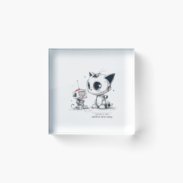 Item preview, Robot Cat And Robot Friend Robotic Art designed and sold by BetiOnDemand.