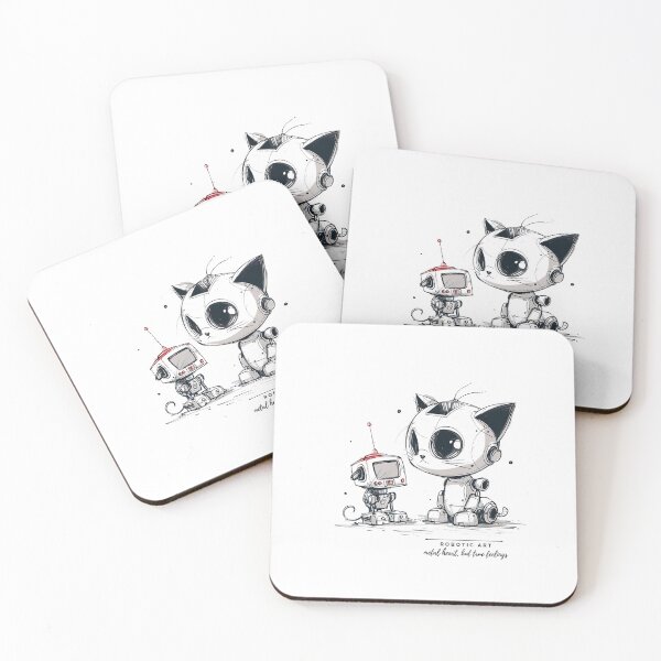 Item preview, Robot Cat And Robot Friend Robotic Art designed and sold by BetiOnDemand.
