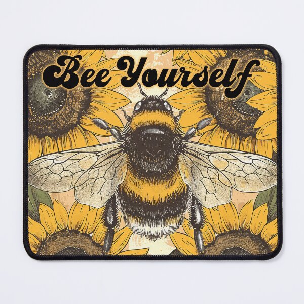 Item preview, Bee yourself, retro sunflowers and bumblebee, inspirational designed and sold by Inktown.
