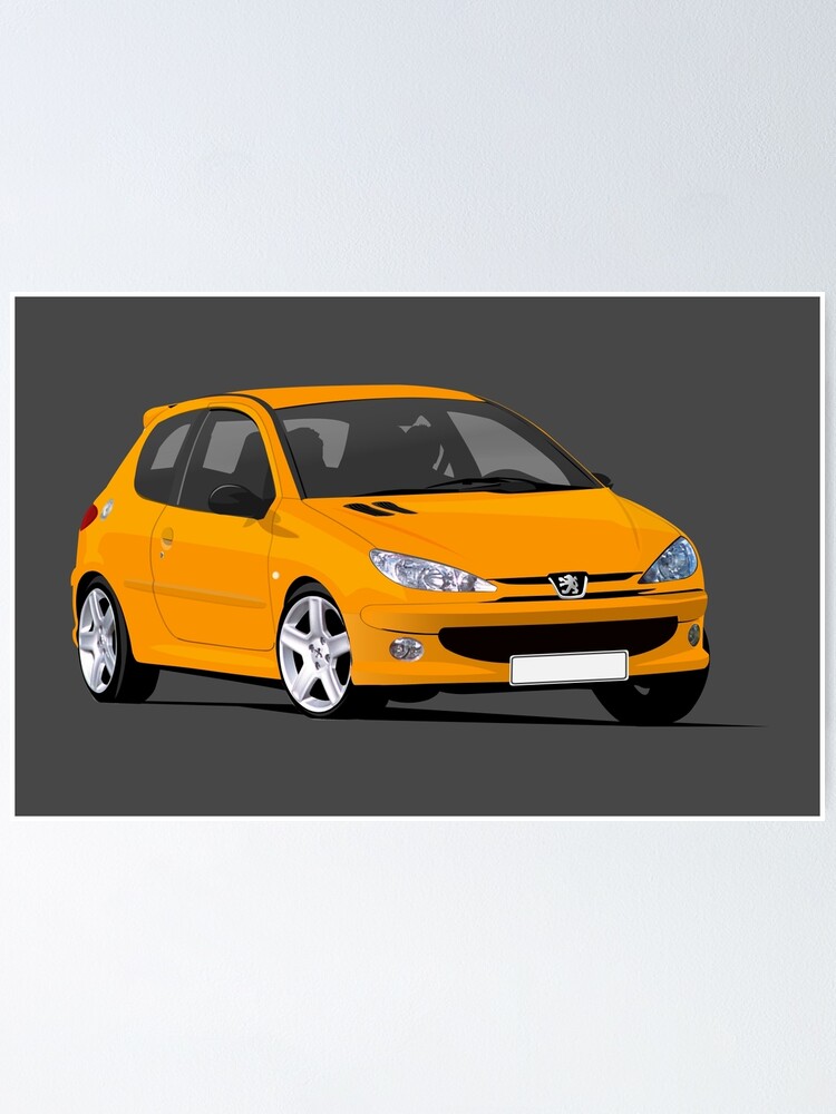 Orange Peugeot 206 Gti Illustration Poster By Knappidesign Redbubble