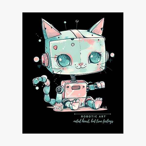 Item preview, Funny Robot Cat Robotic Art designed and sold by BetiOnDemand.