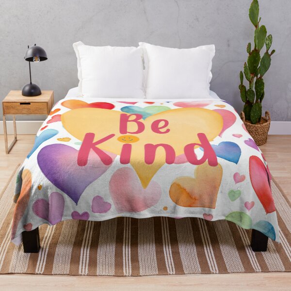 Item preview, Be kind Simple colorful watercolor hearts rainbow colors positive inspirational designed and sold by Inktown.