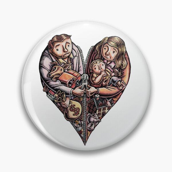Item preview, Divorcing Couple Heart Getting Unzipped in Separation designed and sold by LisaHaney.