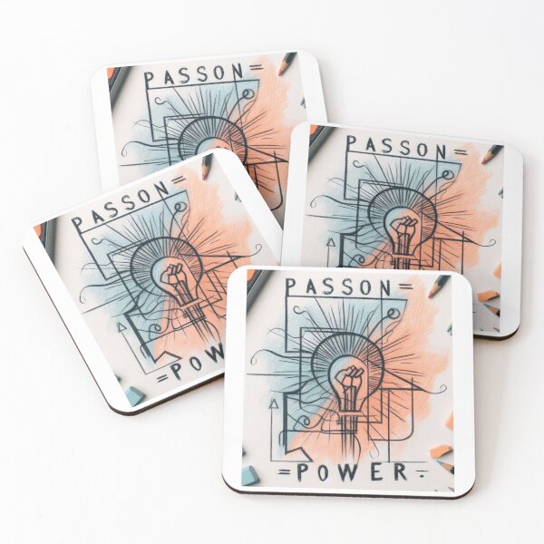 Item preview, Passion is Power Quote Light Blub Line drawing Orange Blue color designed and sold by Nanthanon.