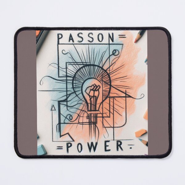 Item preview, Passion is Power Quote Light Blub Line drawing Orange Blue color designed and sold by Nanthanon.