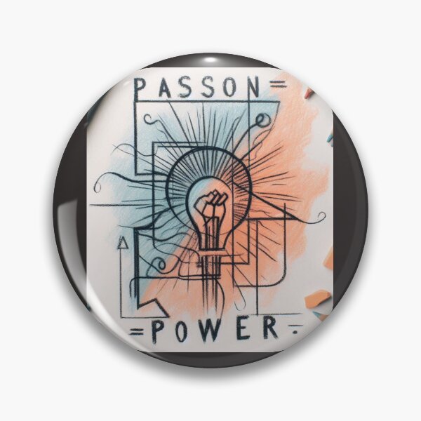 Item preview, Passion is Power Quote Light Blub Line drawing Orange Blue color designed and sold by Nanthanon.