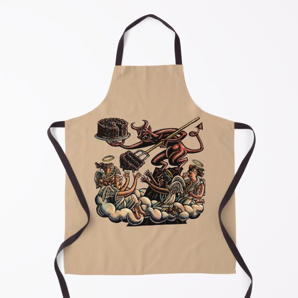Item preview, Devil offering devil's food cake to angels in the clouds designed and sold by LisaHaney.