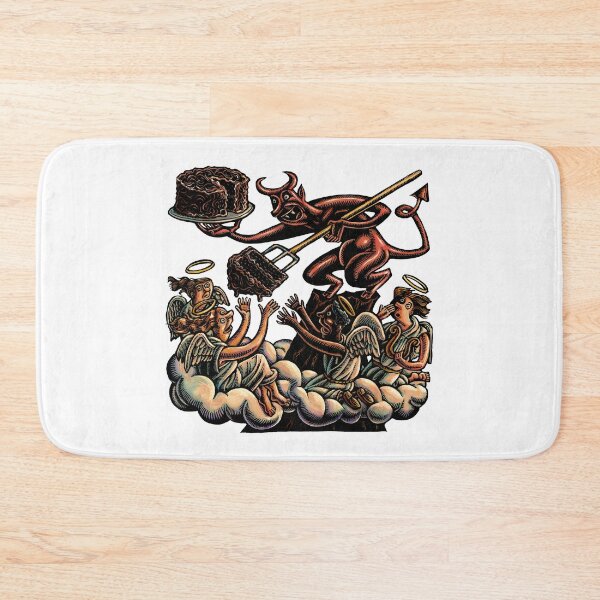 Item preview, Devil offering devil's food cake to angels in the clouds designed and sold by LisaHaney.