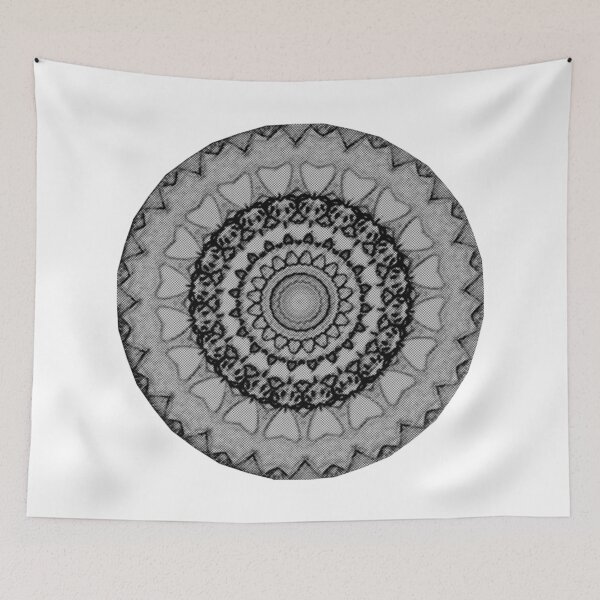 Item preview, Black and White Digital Flower Mandala Grey Halftone Abstract designed and sold by kattakitty.