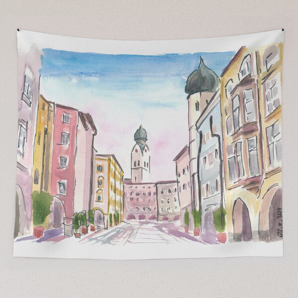 Item preview, Rosenheim Hl Geist Gasse View Scene designed and sold by artshop77.