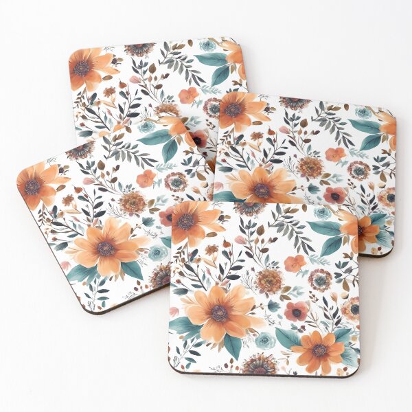 Item preview, Floral Orange Brown Flowers Design 336 designed and sold by artbylucie.