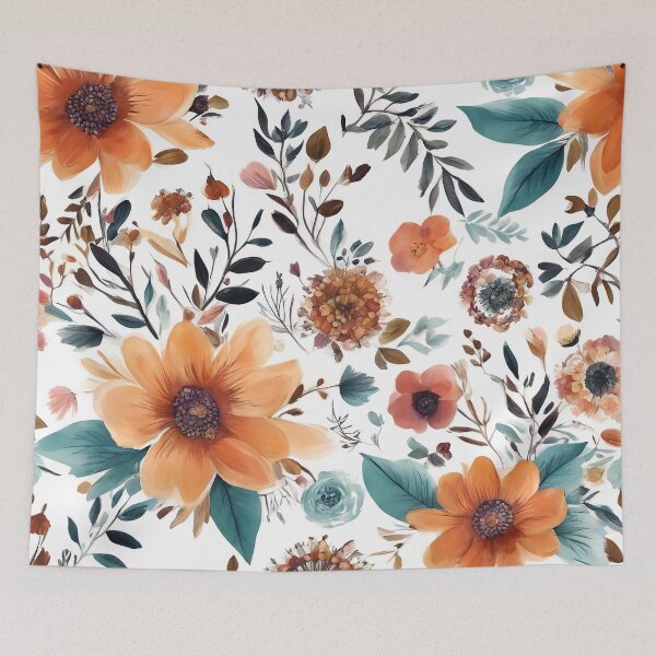 Item preview, Floral Orange Brown Flowers Design 336 designed and sold by artbylucie.