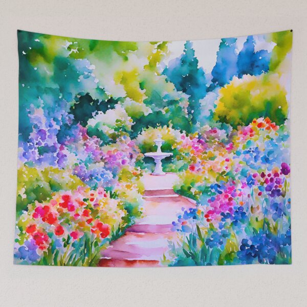 Item preview, Serene English Garden Watercolor Painting 4 designed and sold by Tom-Johnson.