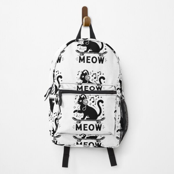 Item preview, Meow Cat riding a skateboard headphone listening to music designed and sold by Oqueartecura.