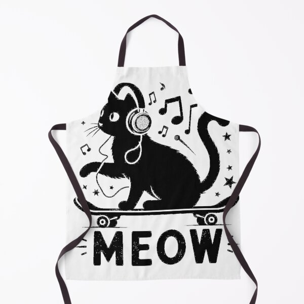 Item preview, Meow Cat riding a skateboard headphone listening to music designed and sold by Oqueartecura.