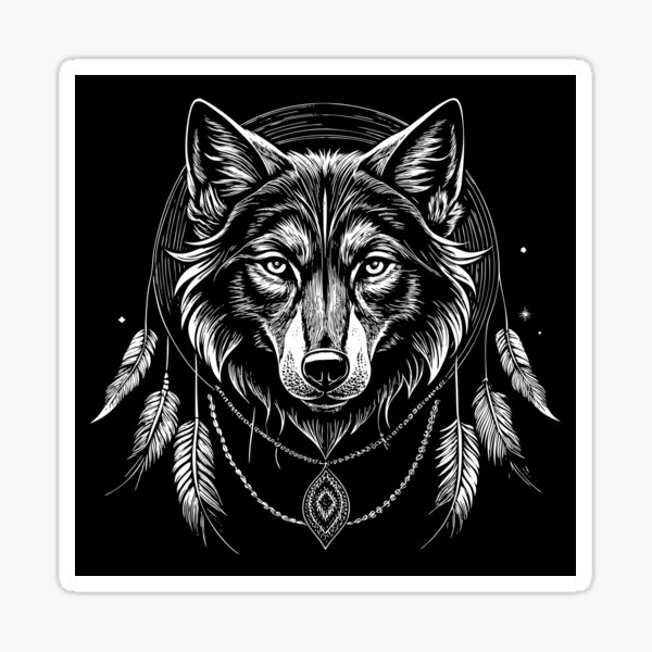 Item preview, Cool Wolf and Dreamcatcher Sticker designed and sold by DIUMERI.