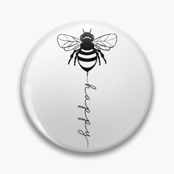 Item preview, Bee happy, black and white bee ,  positive inspirational be happy designed and sold by Inktown.