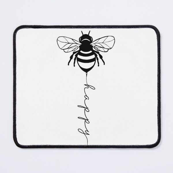 Item preview, Bee happy, black and white bee ,  positive inspirational be happy designed and sold by Inktown.