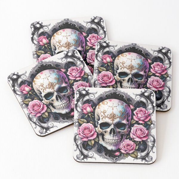 Item preview, Romantic scull with pink roses.. Could it be your wedding dress? designed and sold by Magixa.
