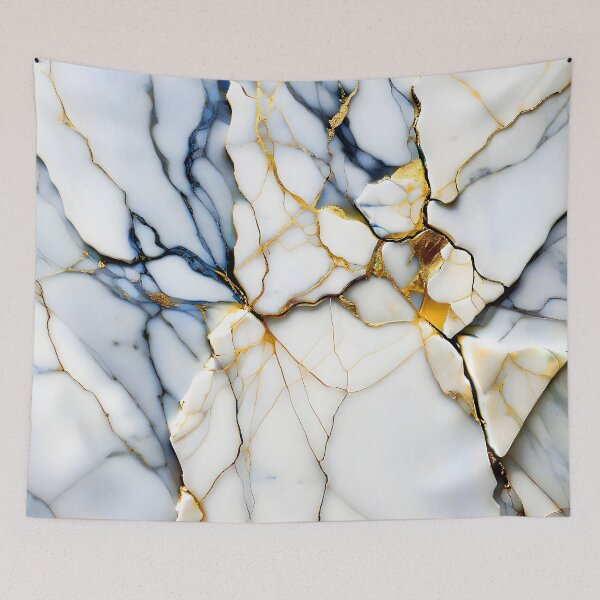 Item preview, Abstract Marble IMAGE PRINT ONLY (not real Marble) White Navy Gold designed and sold by Beachy.