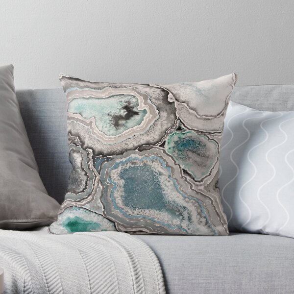Ode To Geode - Blue/Teal Throw Pillow