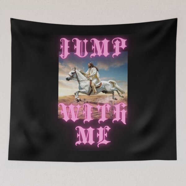 Item preview, JUMP with me say Jesus on horseback christian gothic crazy gifts designed and sold by thankful-loco.