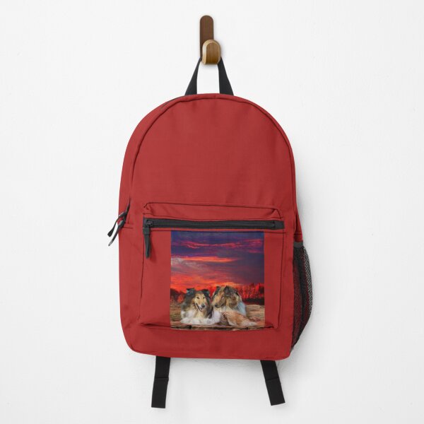 Item preview, Two Collies Under Red AZ Skies and a Chew Toy designed and sold by Patricia Brown.