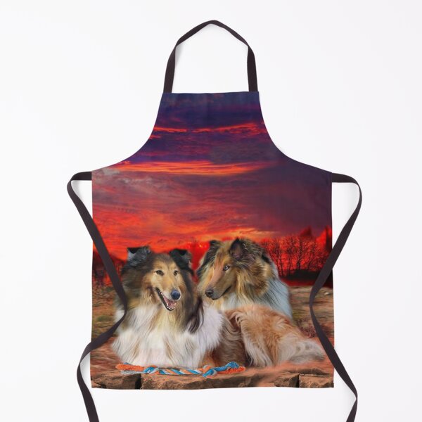 Item preview, Two Collies Under Red AZ Skies and a Chew Toy designed and sold by Patricia Brown.