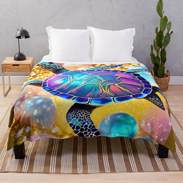 Item preview, blue turtle, green, purple reflections designed and sold by janjacbu.