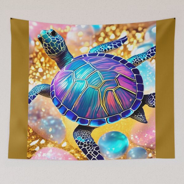 Item preview, blue turtle, green, purple reflections designed and sold by janjacbu.