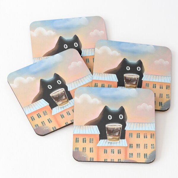 Item preview, Summer black cat drinking coffee. Espresso and tonic. designed and sold by kostolom3000.