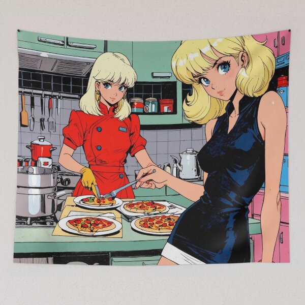 Item preview, Anime girs cooking pizza  designed and sold by Millionsxi.