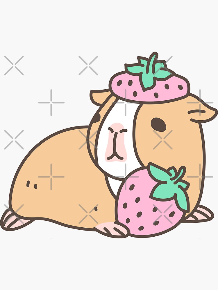 Pink Guinea Pig and Strawberry Pattern | Sticker