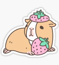 Pink Guinea Pig and Strawberry Pattern Sticker