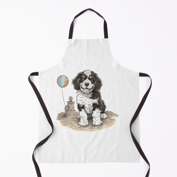 Item preview, Cute beach illustration of a Bernese Mountain Dog puppy #1 designed and sold by Sealsshop.