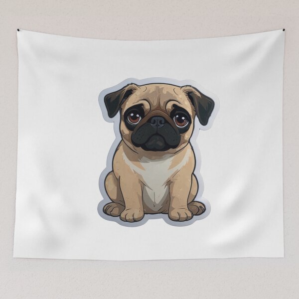 Item preview, Adorable Pug Cartoon - Cute and Playful Dog Lover's Print designed and sold by ToonTailsStudio.