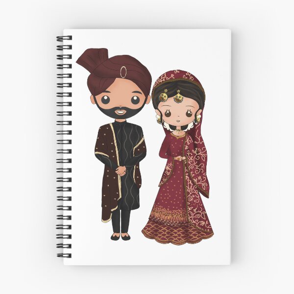 Item preview, Cute Muslim Pakistani Wedding Couple Bride and Groom| Baraat | Asian Wedding  designed and sold by Sketchbook Studio by Aqsaa.
