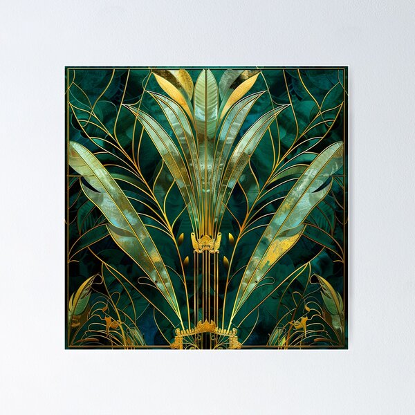 Item preview, Teal Gold Vintage 1920s Style Pattern, Gatsby Inspired Glamour designed and sold by Vic Torys ☆.